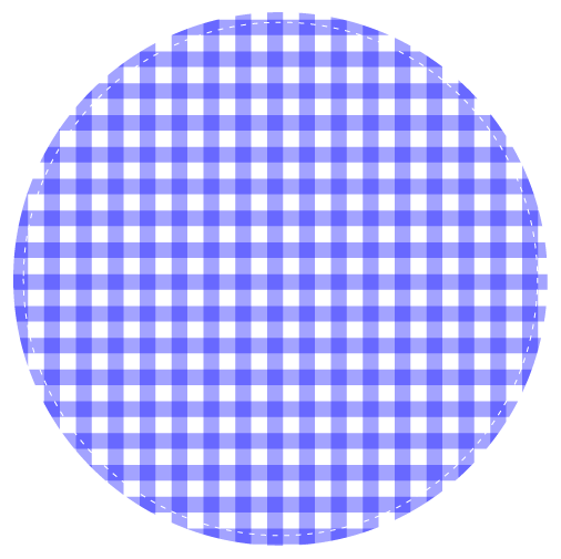 青色の円形のチェック模様飾り罫イラスト