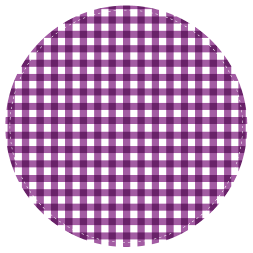 紫色の円形のチェック模様飾り罫イラスト