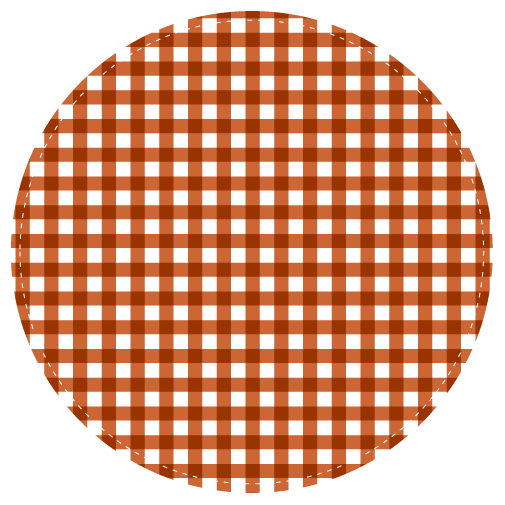 茶色の円形のチェック模様飾り罫イラスト