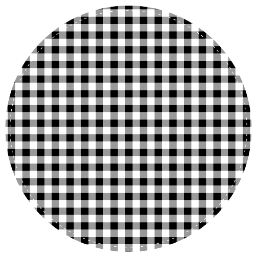 黒色の円形のチェック模様飾り罫イラスト