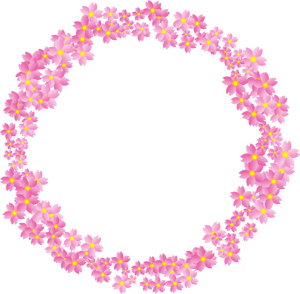 桜の花がたくさん集まった飾り罫イラスト