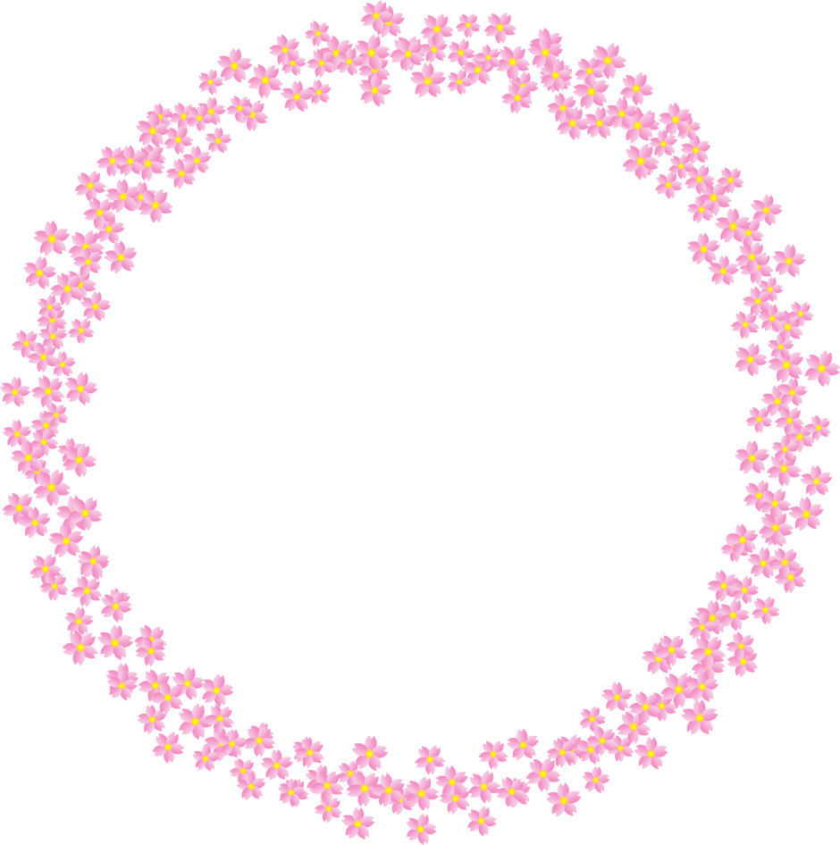 たくさんの桜の花の飾り罫イラスト