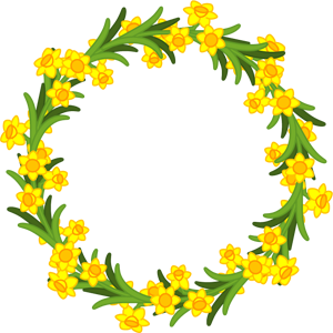 黄色い水仙の花飾り罫イラスト