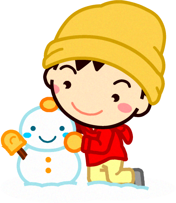 雪だるまを作る子供イラスト