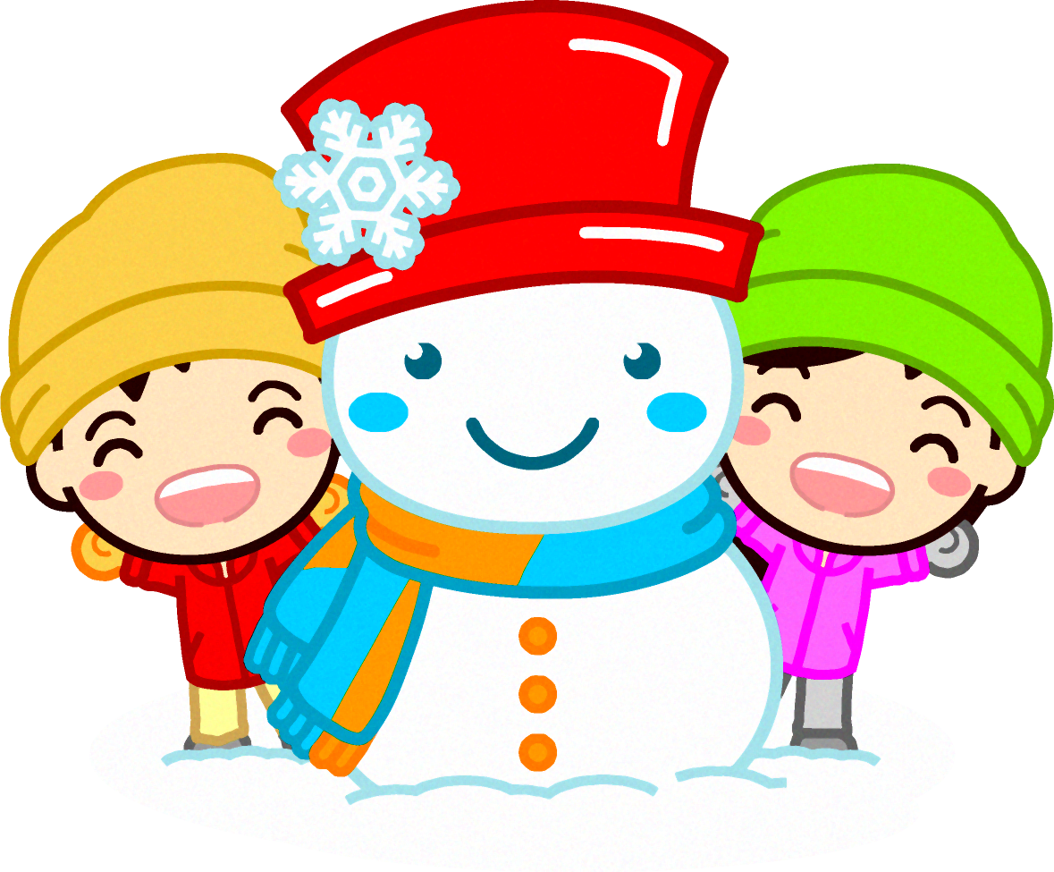 雪だるまと子供達のイラスト 雪と子供たち 12月 季節 素材のプチッチ