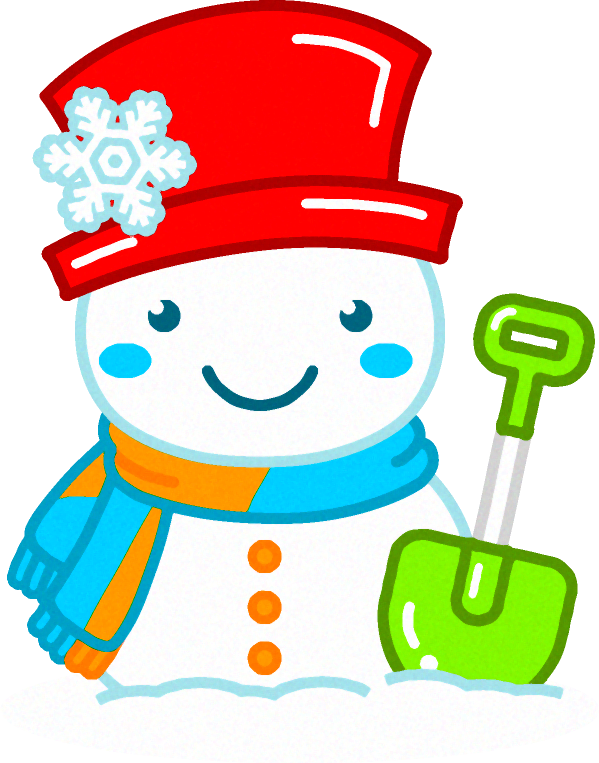 雪だるまと雪かき用スコップのイラスト 雪と子供たち 12月 季節 素材のプチッチ