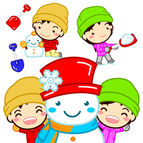 雪と子供たちイラスト