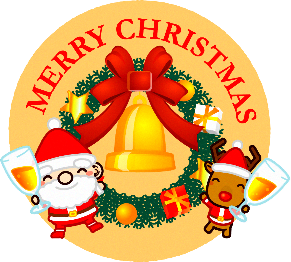 サンタクロースとトナカイとクリスマスリーフのイラスト クリスマス 12月 季節 素材のプチッチ