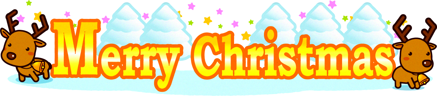 トナカイと雪原とメリークリスマスのイラスト クリスマス 12月 季節 素材のプチッチ