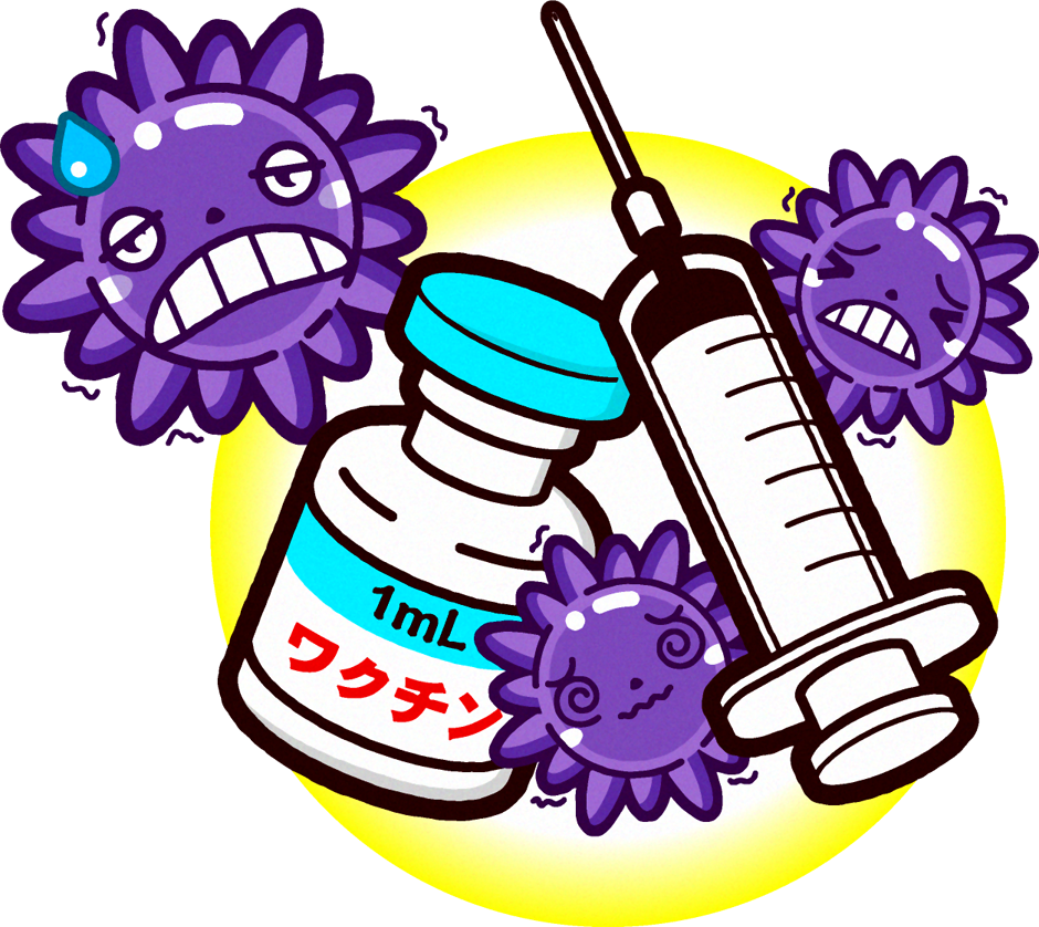 ワクチンは嫌い インフルエンザウィルスのイラスト 1月 季節 素材のプチッチ