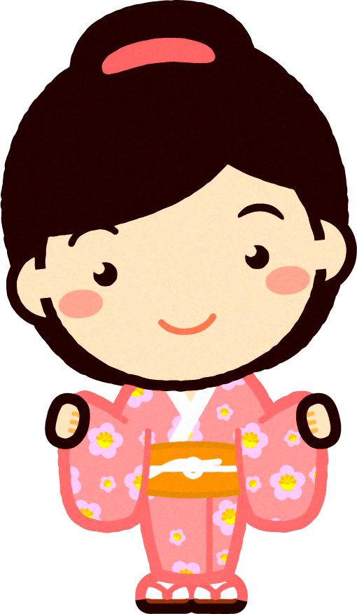 着物を着た女の子イラスト 袖を持つ 1月 季節 素材のプチッチ