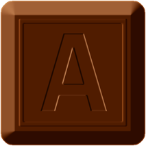 四角チョコレートのイラスト/Aの文字