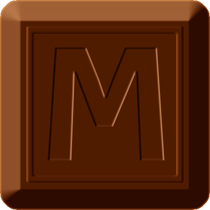 四角チョコレートのイラスト/Mの文字