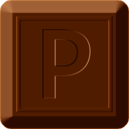 四角チョコレートのイラスト/Pの文字