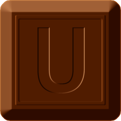 四角チョコレートのイラスト/Uの文字