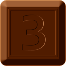 >四角チョコレートのイラスト/3の数字