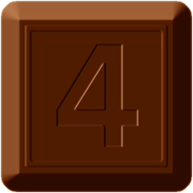 四角チョコレートのイラスト/4の数字
