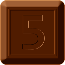 四角チョコレートのイラスト/5の数字