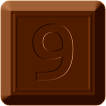 四角チョコレートのイラスト/9の数字