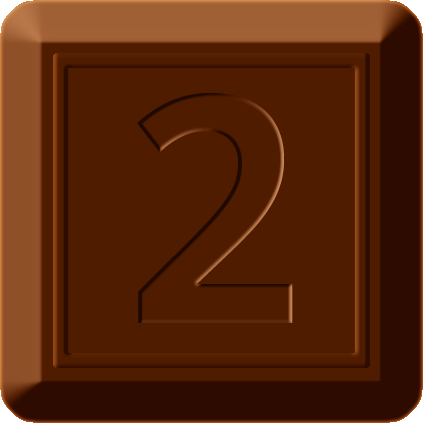 四角チョコレートのイラスト/2の数字