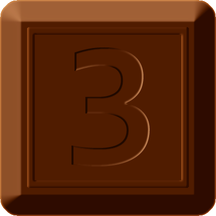 四角チョコレートのイラスト/3の数字