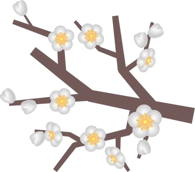 白い梅の枝イラスト 短い かわいいフリー素材 無料イラスト 素材のプチッチ