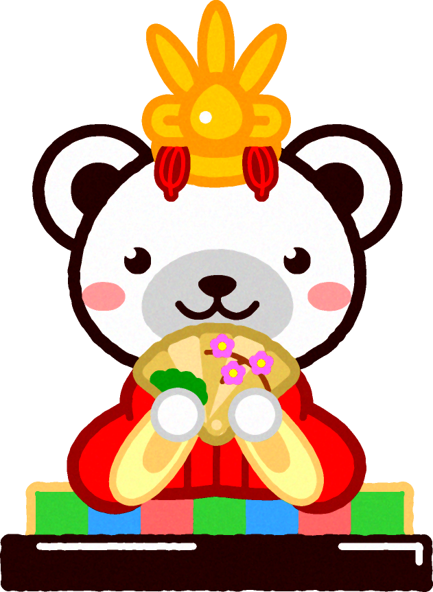 シロクマのお雛様イラスト ひな祭りと動物 3月 季節 素材のプチッチ