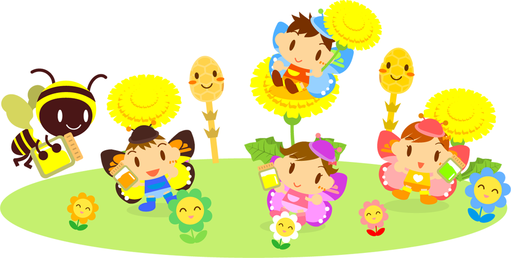 春とチョウチョ姿の子供たちイラスト タンポポと子供たち 4月 季節 素材のプチッチ