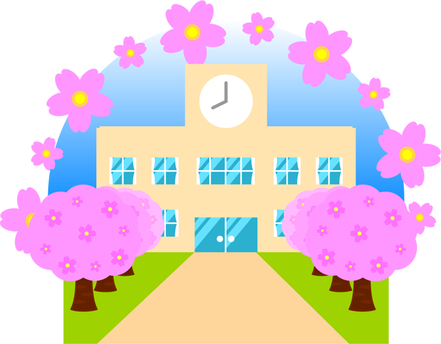 桜が咲く学校イラスト 入学 4月 季節 素材のプチッチ