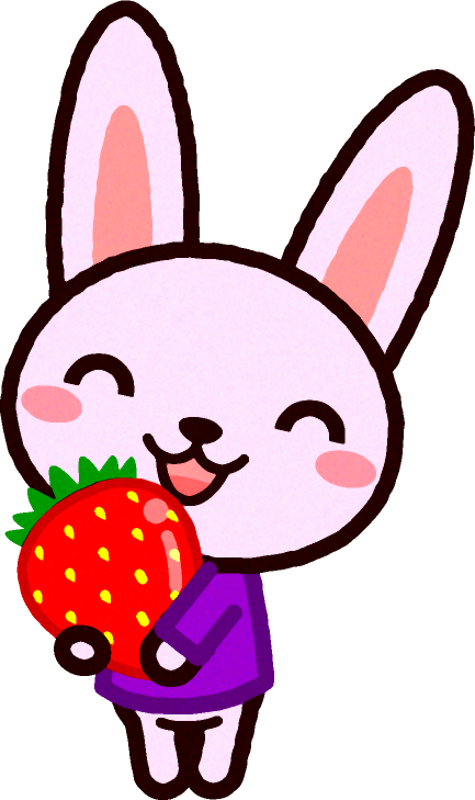 苺を持つウサギのイラスト
