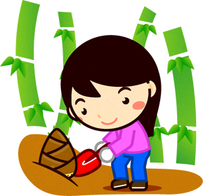 筍を掘る女の子イラスト 筍掘り 5月 季節 素材のプチッチ