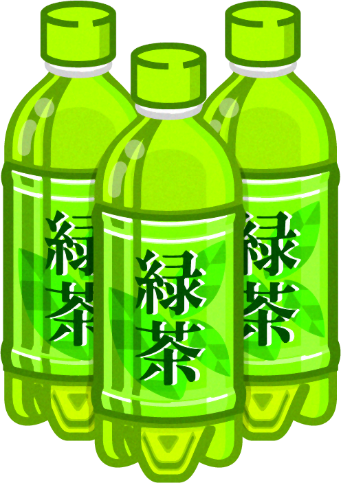 緑茶イラスト/ペットボトル3本