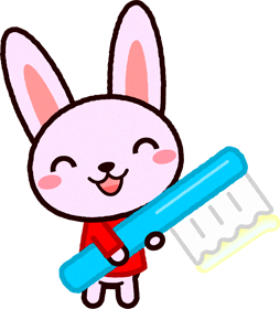歯ブラシを持ったウサギのイラスト