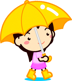 傘を差して歩く女の子イラスト