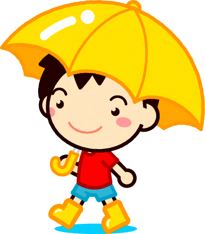 傘を差して歩く男の子イラスト 梅雨 6月 季節 素材のプチッチ