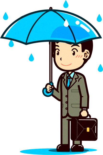 傘を差す人のイラスト 営業職 男性 梅雨 6月 季節 素材のプチッチ