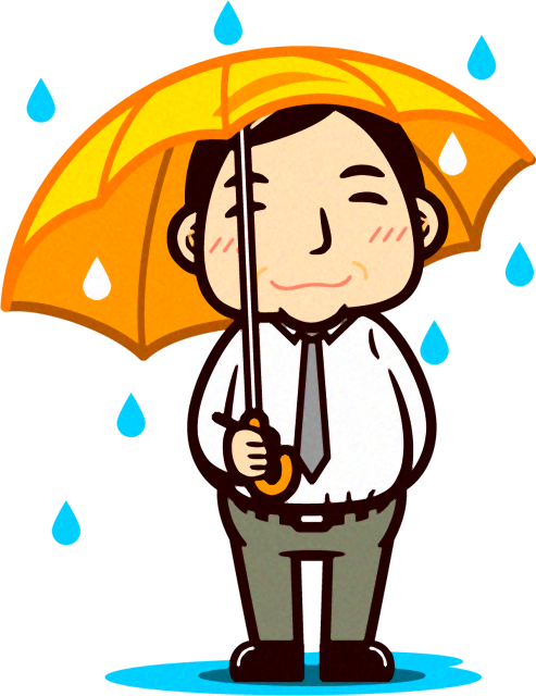 傘を差す人のイラスト 会社員 男性 梅雨 6月 季節 素材のプチッチ
