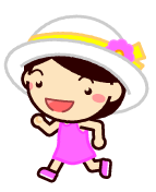 白い帽子の子供イラスト/走る女の子