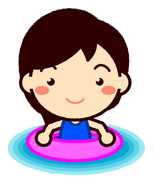 浮輪で水に浮く子供イラスト/女の子