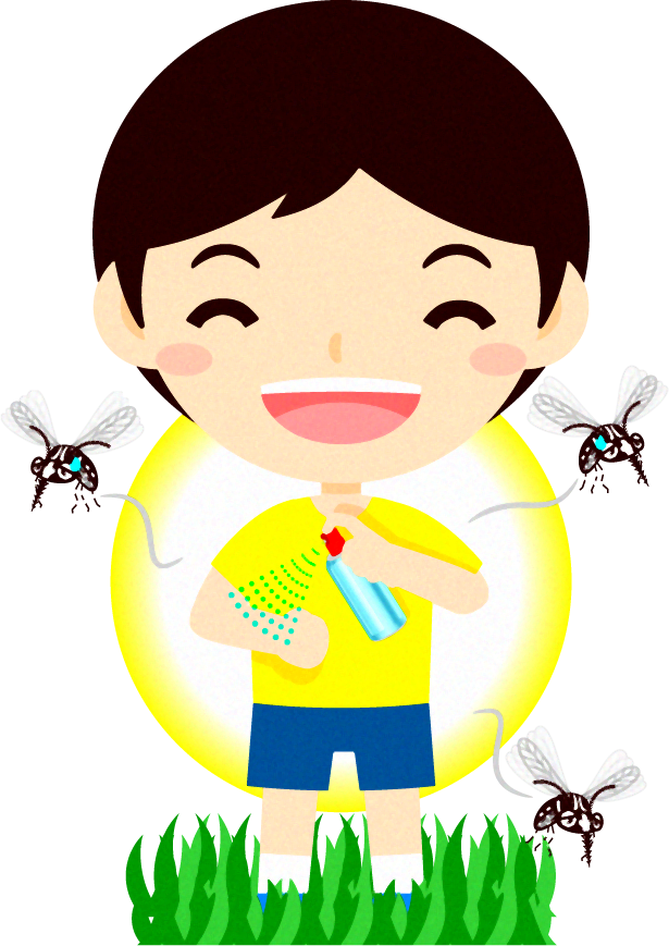 虫よけスプレーを使う男の子イラスト 蚊 8月 季節 素材のプチッチ
