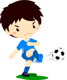 サッカーをする男の子イラスト/パス