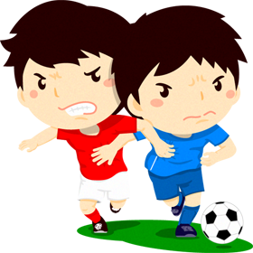 サッカーをする男の子イラスト/ドリブル_競り合い