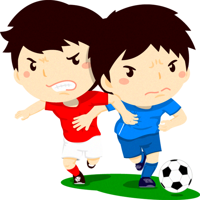 サッカーをする男の子イラスト/ドリブル_競り合いOK
