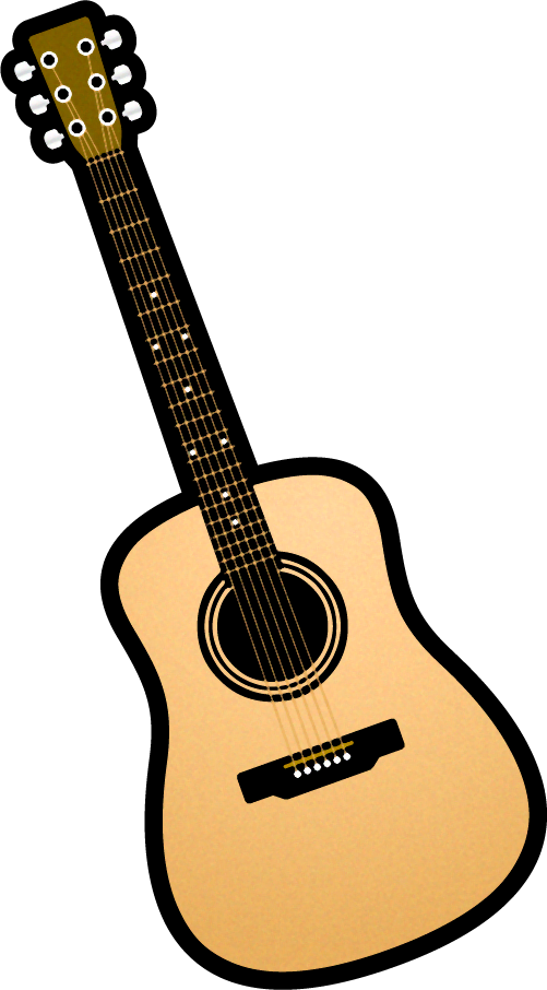 フォークギターのイラスト 楽器 道具 かわいいフリー素材 素材のプチッチ