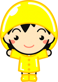 レインコートを着た子供のイラスト/女の子/黄色
