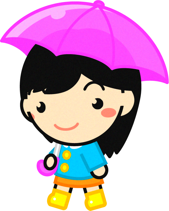 傘を差した子供のイラスト/ピンク色2