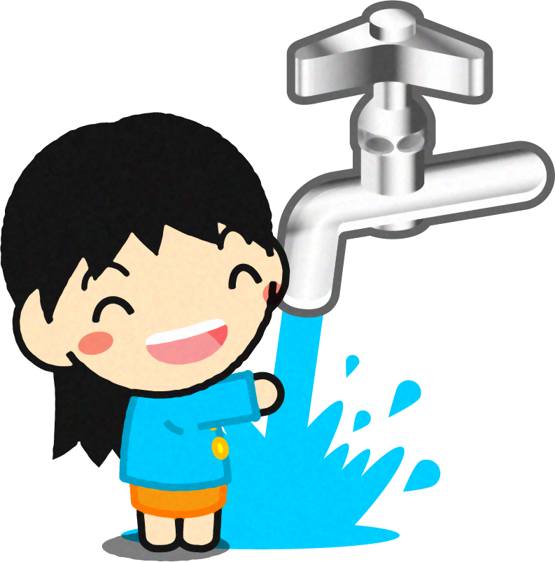 手を洗う幼稚園児イラスト/女の子