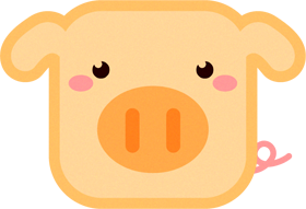 豚の動物ブロックイラスト