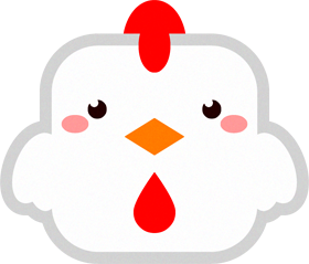 鶏の動物ブロックイラスト/四角