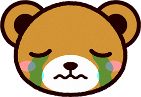かわいいクマの顔のイラスト/泣く